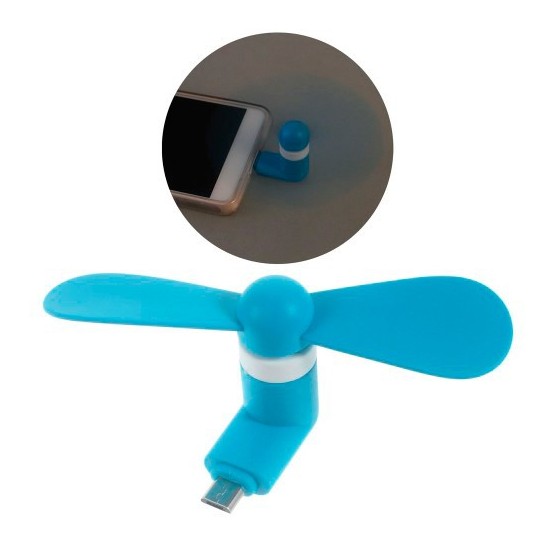 Mini ventilador para movil OTG micro usb azul