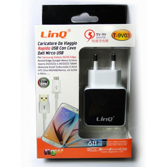 Cargador de Red Carga Rapida Universal USB 3A 15W 5V-9V para Smartphone LINQ