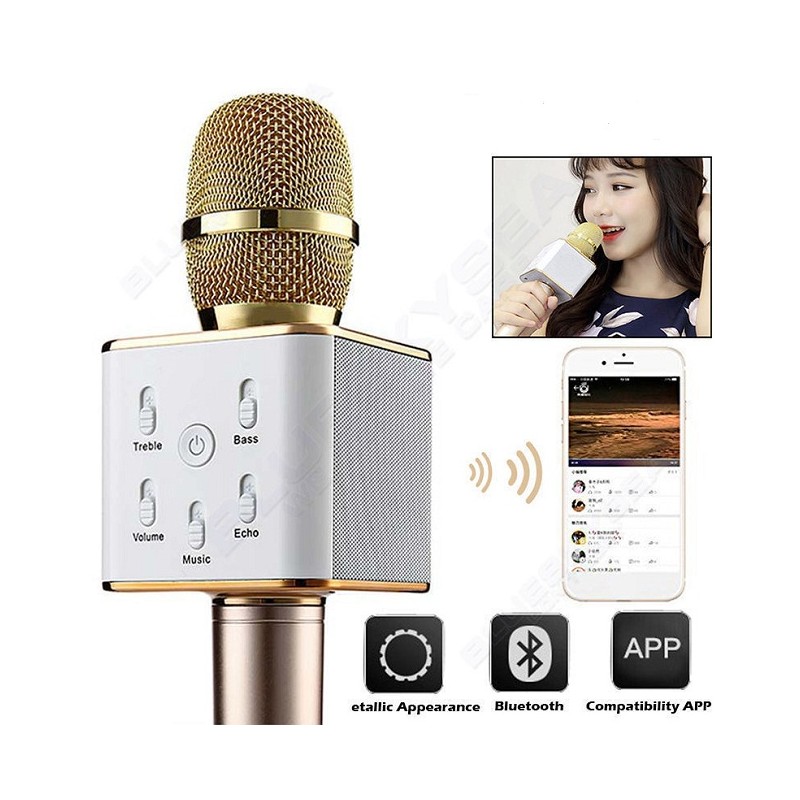 Micrófono Karaoke Inalámbrico 2x1 Bluetooth Karaoke Android IOS USB 