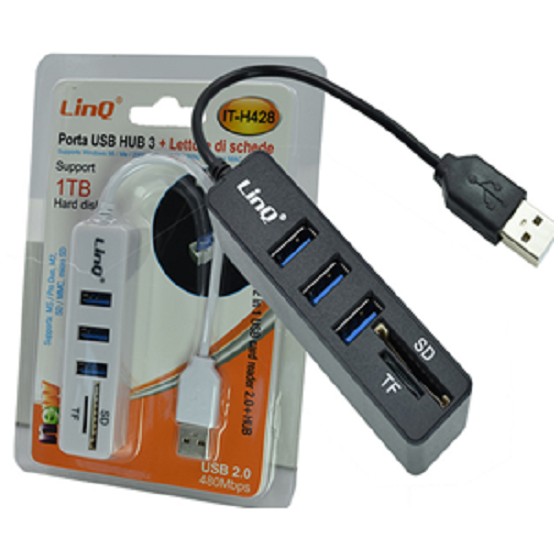 3 Puerto USB 2.0 HUB Con MS SD M2 TF Multi-en-1 Lector De Tarjetas Adaptador USB