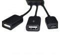 Cable Adaptador Host OTG Micro USB Macho a 2 USB Hembra HUB Smartphone Movil