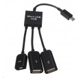 Cable Adaptador Host OTG Micro USB Macho a 2 USB Hembra HUB Smartphone Movil