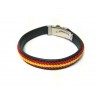 PULSERA DE CUERO CON TRENZADO EN HILO BANDERA DE ESPAÑA CON CIERRE METALICO
