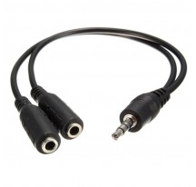 Cable Audio Jack Macho 3,5mm A Doble Jack Hembra 3,5mm Estereo Longitud 26cm