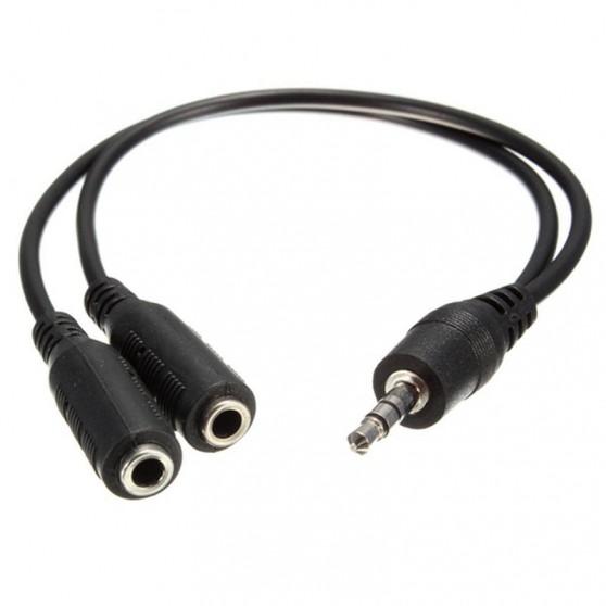Cable Audio Jack Macho 3,5mm A Doble Jack Hembra 3,5mm Estereo Longitud 26cm