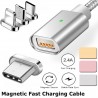 CABLE MAGNETICO USB DE DATOS Y CARGA PARA ANDROID Y IOS, MICRO USB Y LIGHTNING