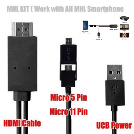 CABLE MHL MICRO USB A 1080P HDTV PARA SAMSUNG S5 S6 S4 3