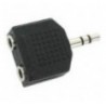 Adaptador de 2 hembras a 1 macho jack 3.5 mm.